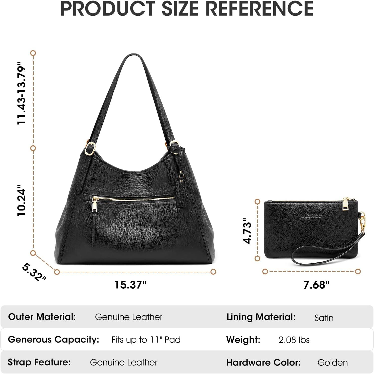 imageKattee Women Genuine Leather Totes Shoulder Bag Satchel Purses and Handbags 2Pcs Set