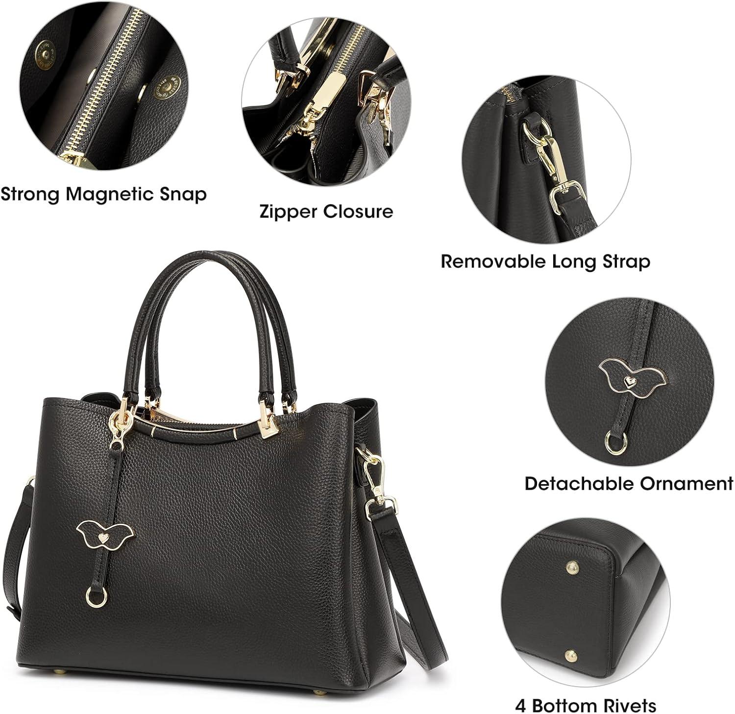 imageKattee Women Soft Genuine Leather Satchel Bags Top Handle Crossbody Purses and Handbags