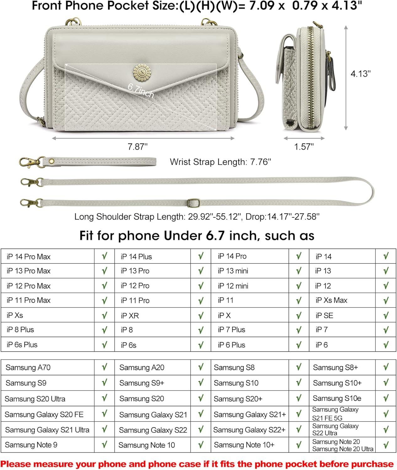 imageKattee Wristlet Wallets for Women Crossbody Cell Phone Purse RFID Blocking with Card HolderLight Grey