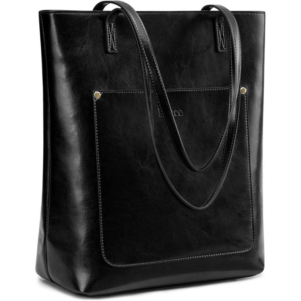 imageKattee Leather Tote Bag for Women Genuine Leather Purses and Handbags Vintage Shoulder Bag with Key Chain