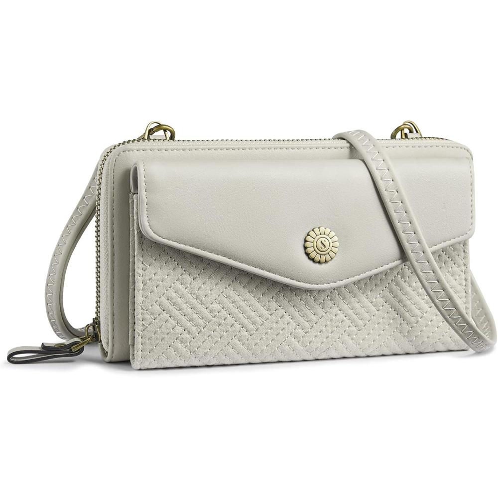 imageKattee Wristlet Wallets for Women Crossbody Cell Phone Purse RFID Blocking with Card HolderLight Grey