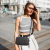 Kattee Crossbody Bags for Women Trendy Small Woven Handbags Soft Shoulder Purses Travel Top Grain Leather(Black)