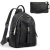 Kattee Genuine Leather Backpack Purses for Women Soft Casual Daypack Fashion Travel Bags with Wristlet Wallet (Black)