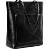 Kattee Leather Tote Bag for Women, Genuine Leather Purses and Handbags, Vintage Shoulder Bag with Key Chain