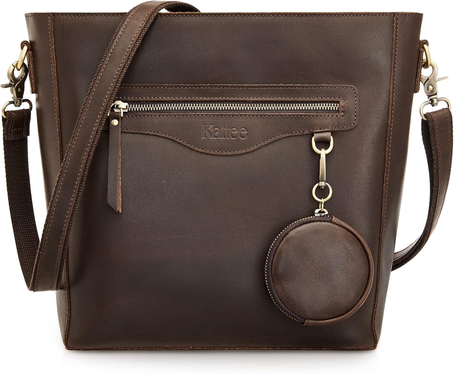 imageKattee Leather Purses and Handbags for Women Shoulder Tote Bucket Bags Crossbody Pocketbook with Coin Pouch