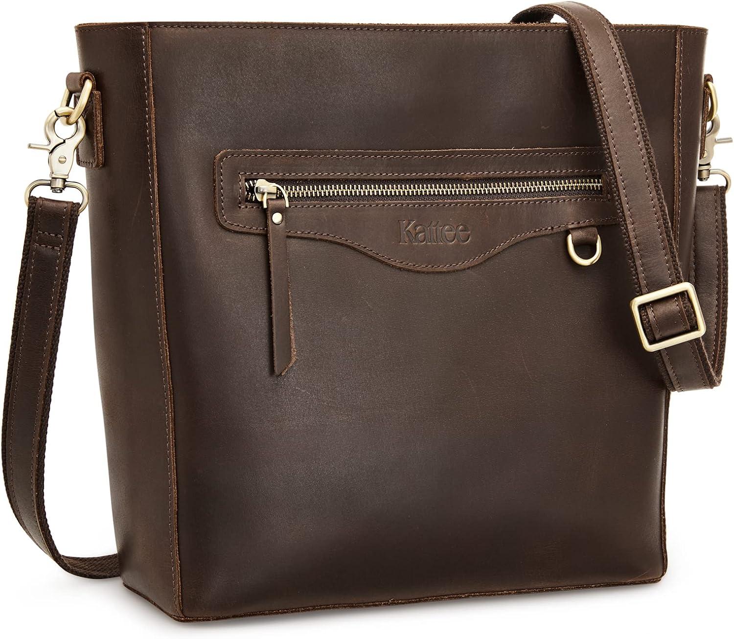 imageKattee Leather Purses and Handbags for Women Shoulder Tote Bucket Bags Crossbody Pocketbook with Coin Pouch