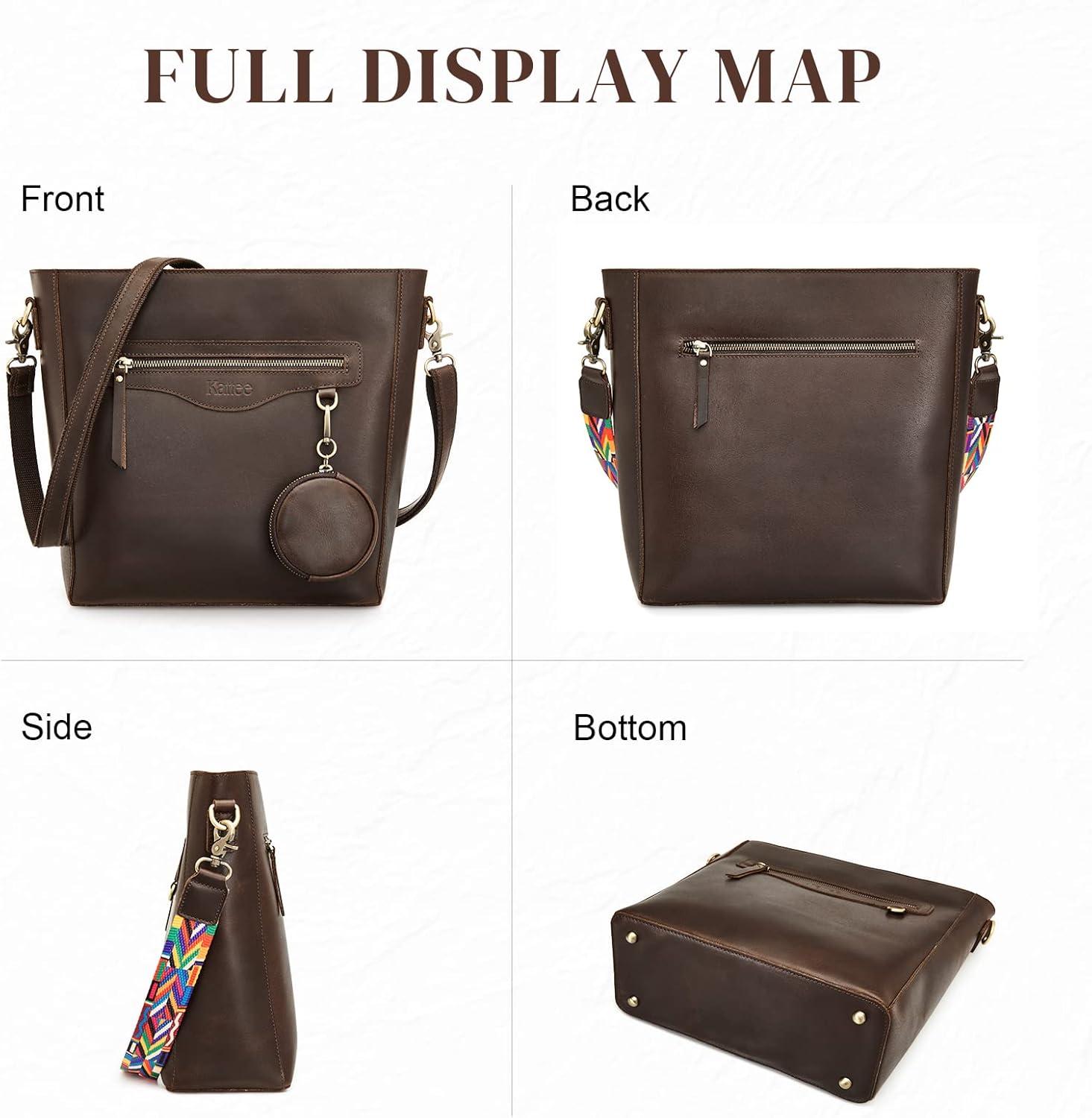 imageKattee Leather Purses and Handbags for Women Shoulder Tote Bucket Bags Crossbody Pocketbook with Coin Pouch
