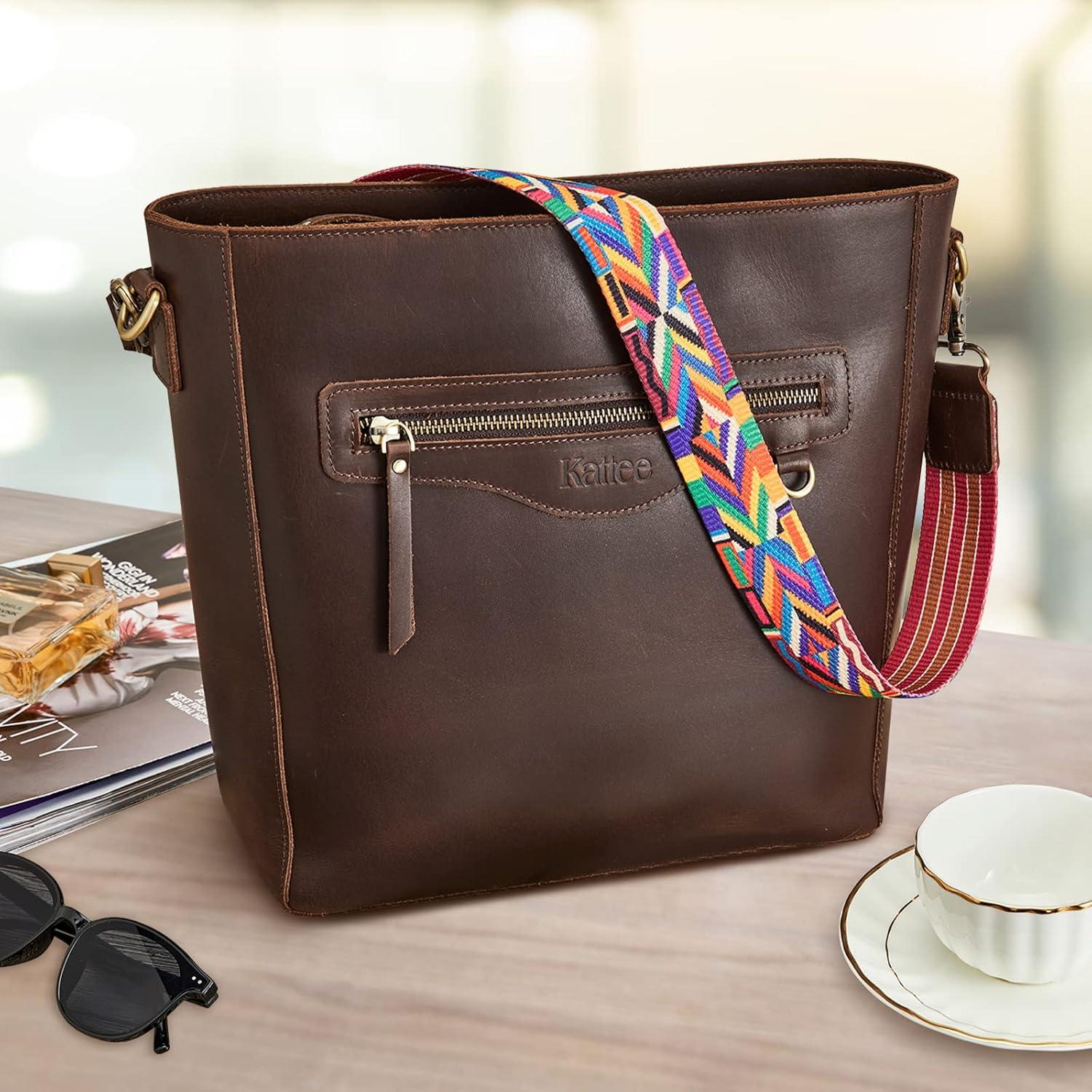 imageKattee Leather Purses and Handbags for Women Shoulder Tote Bucket Bags Crossbody Pocketbook with Coin Pouch