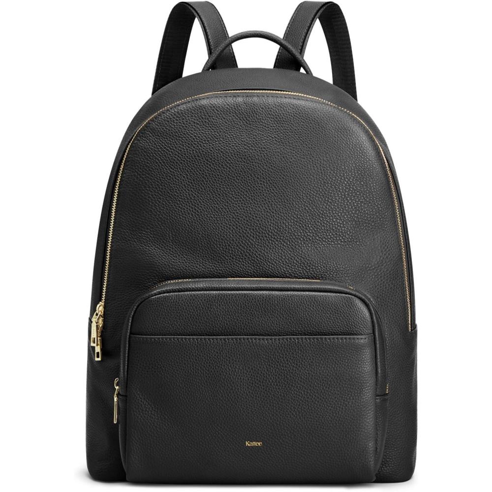imageKattee Leather Backpacks for WomenFashion Multifuction Bag with Card Zipper Bag Attached at the Back for Travel Work Shopping and School BlackBlack