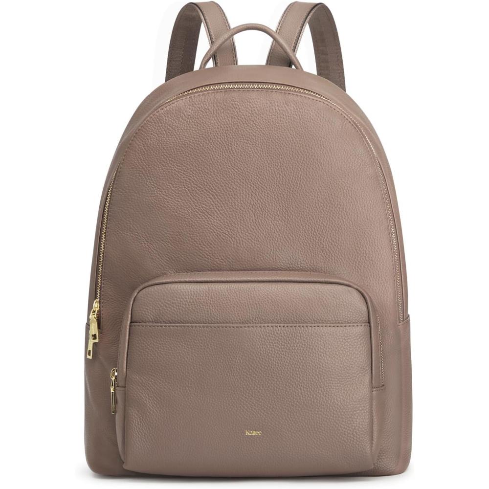 imageKattee Leather Backpacks for WomenFashion Multifuction Bag with Card Zipper Bag Attached at the Back for Travel Work Shopping and School BlackKhaki