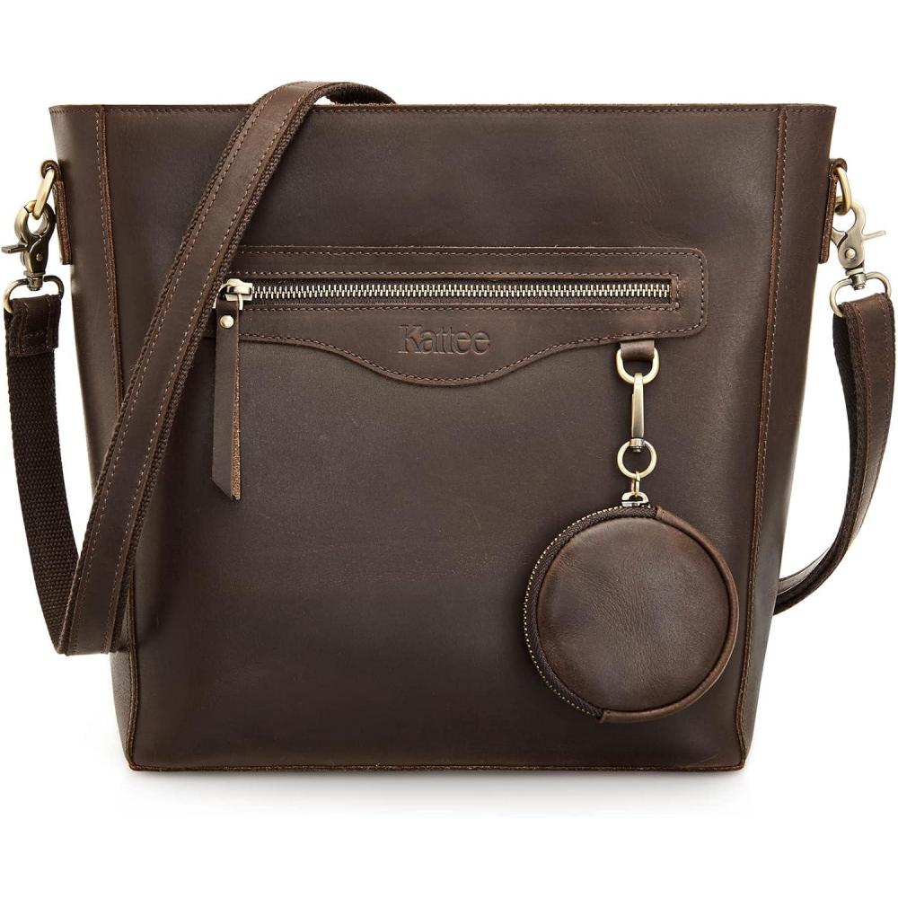 imageKattee Leather Purses and Handbags for Women Shoulder Tote Bucket Bags Crossbody Pocketbook with Coin Pouch