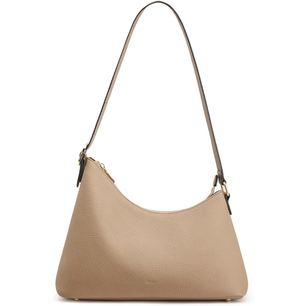imageKattee Shoulder Bag for Women Trendy Leather Hobo Handbags and Purses Work Tote Curved Designer Bag with Card PocketsApricot