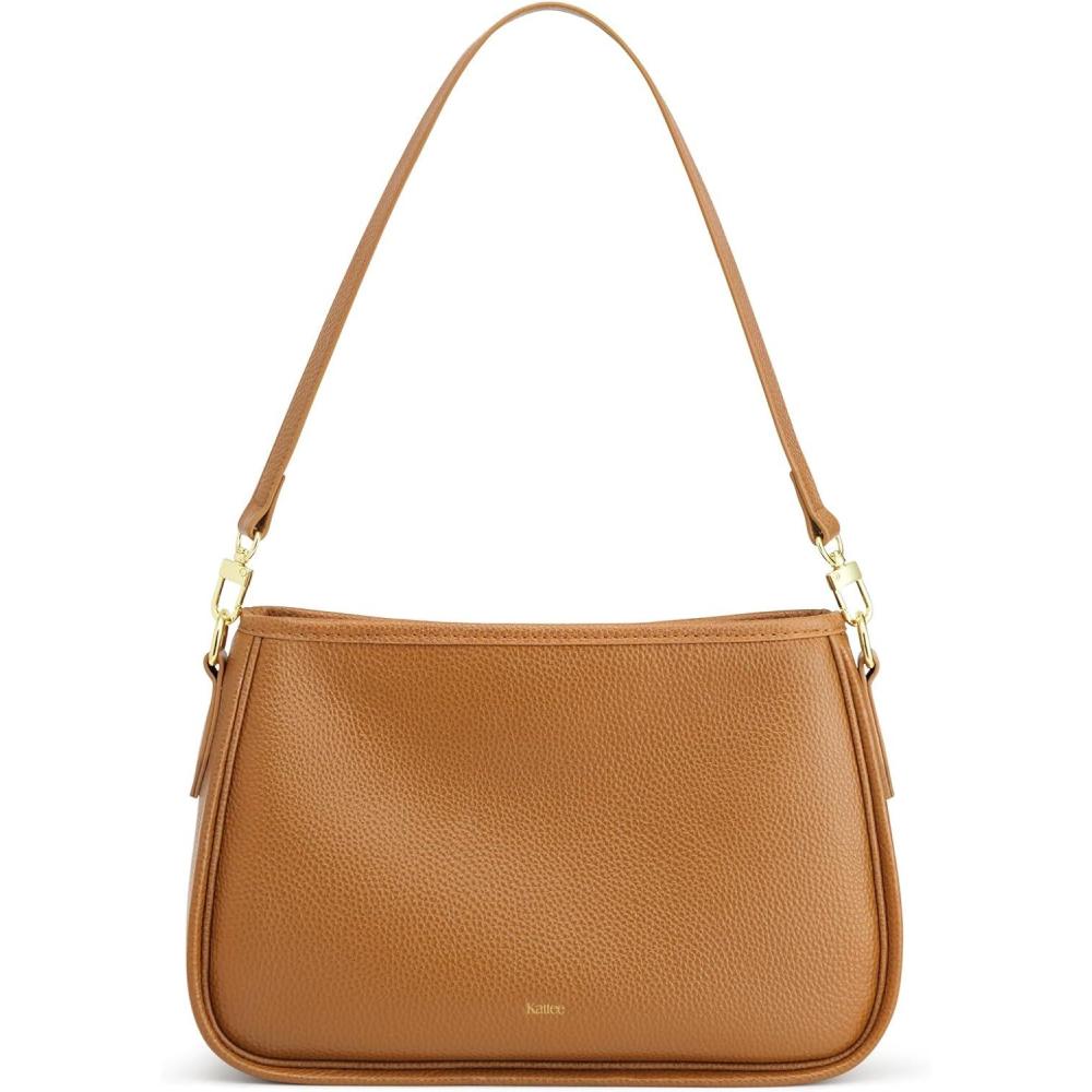 imageKattee Shoulder Purse for Women Medium Leather Crossbody Bag Trendy Hanbags Purses Small Hobo Bags with 2 Removable StrapsBrown