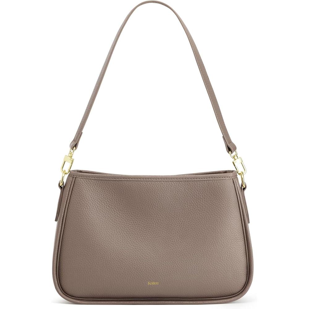 imageKattee Shoulder Purse for Women Medium Leather Crossbody Bag Trendy Hanbags Purses Small Hobo Bags with 2 Removable StrapsKhaki