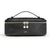 Kattee Makeup Bag for Women, Leather Cosmetic Bag, Working Makeup Bags for Ladies with Handles, Portable Travel Toiletry Bag,Apricot(Black)