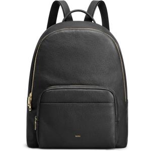 Kattee Leather Backpacks for Women,Fashion Multi-fuction Bag with Card Zipper Bag Attached at the Back for Travel Work Shopping and School, Black(Black)