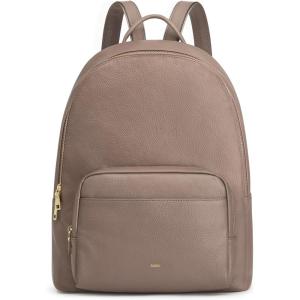 Kattee Leather Backpacks for Women,Fashion Multi-fuction Bag with Card Zipper Bag Attached at the Back for Travel Work Shopping and School, Black(Khaki)