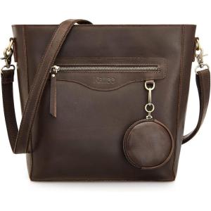 Kattee Leather Purses and Handbags for Women, Shoulder Tote Bucket Bags, Crossbody Pocketbook with Coin Pouch