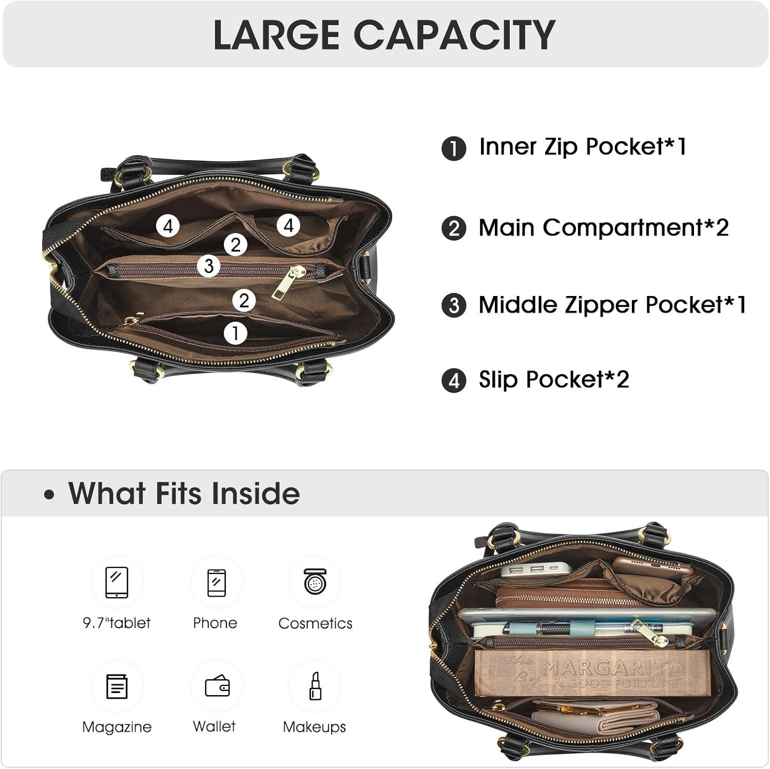 imageKattee Leather Purses and Handbags for Women Shoulder Bags Soft Top Handle Crossbody Satchel Tote
