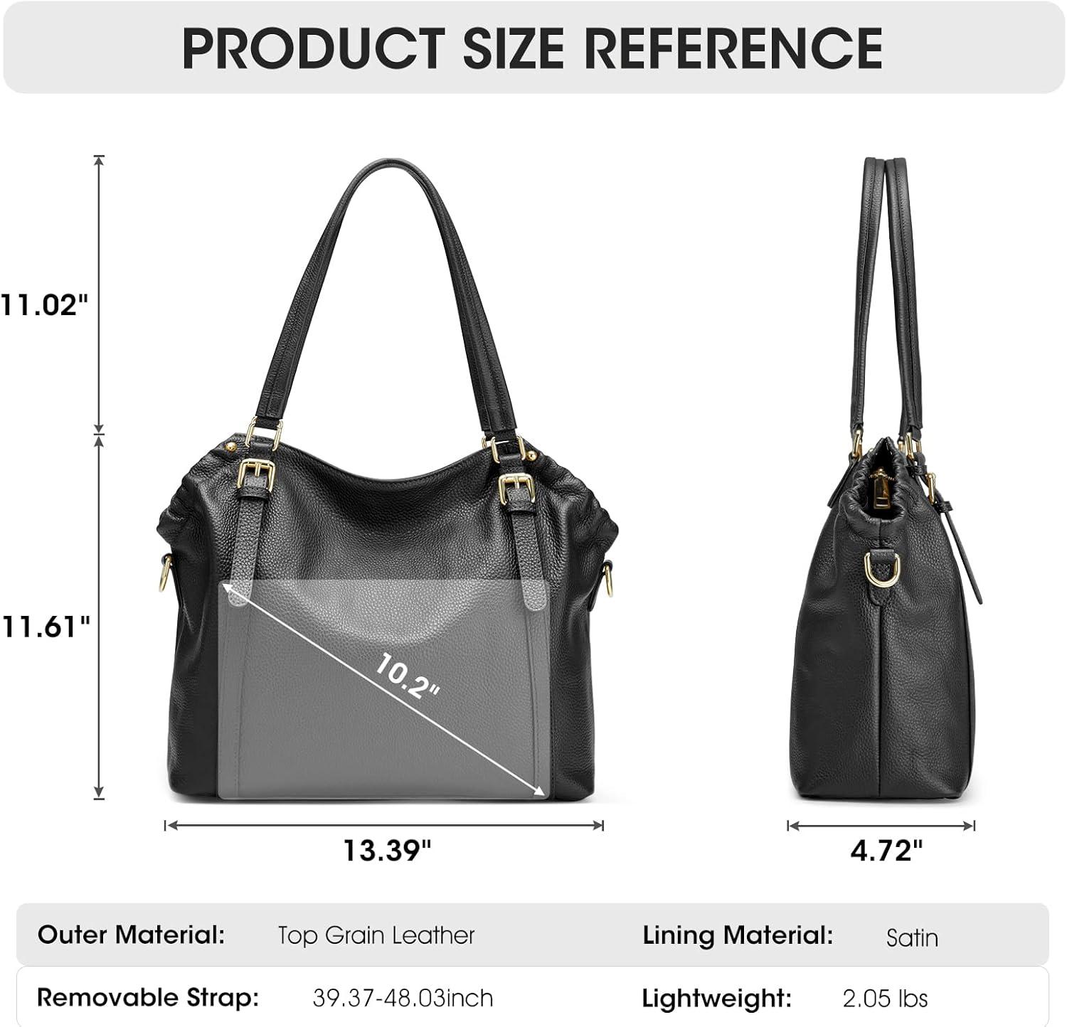 imageKattee Women Genuine Leather Soft Totes Shoulder Hobo Purses and Handbags Top Handle Bags Black