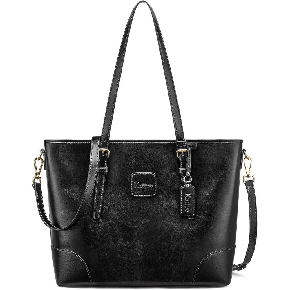 imageKattee Genuine Leather Tote Bag for Women Work Shoulder Crossbody Purses Ladies Handbags
