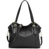 Kattee Women Genuine Leather Soft Totes Shoulder Hobo Purses and Handbags Top Handle Bags (Black)