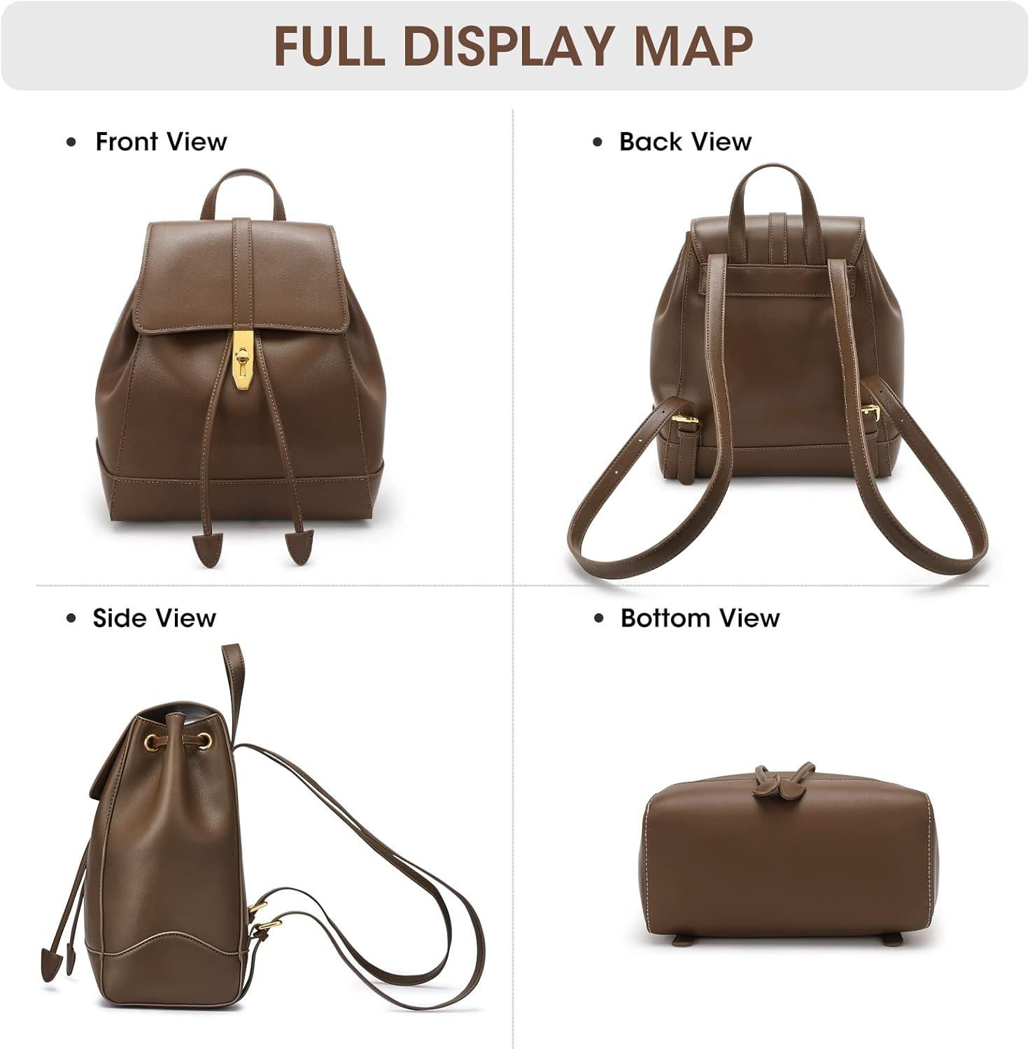 imageKattee Leather Backpack Purse for Women Fashion Ladies Shoulder Bag Medium Size