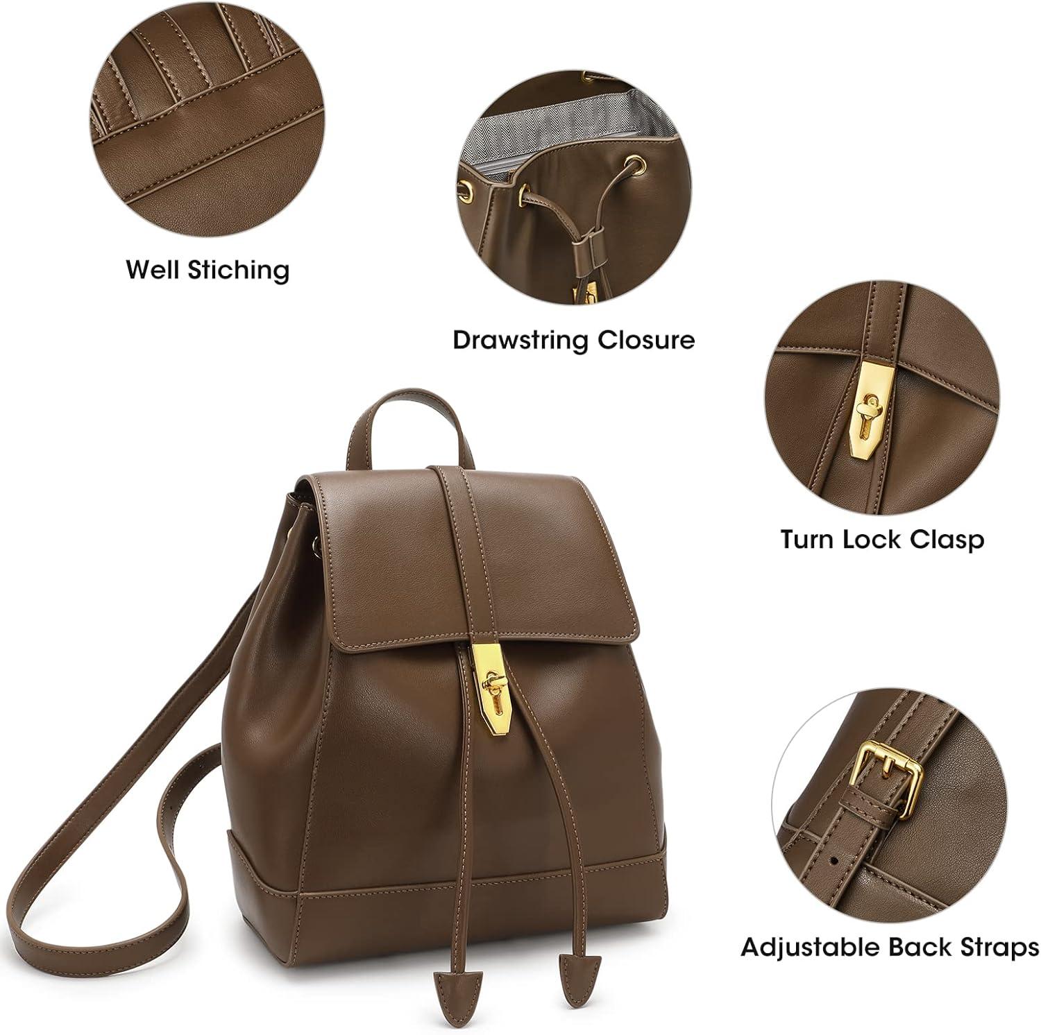 imageKattee Leather Backpack Purse for Women Fashion Ladies Shoulder Bag Medium Size
