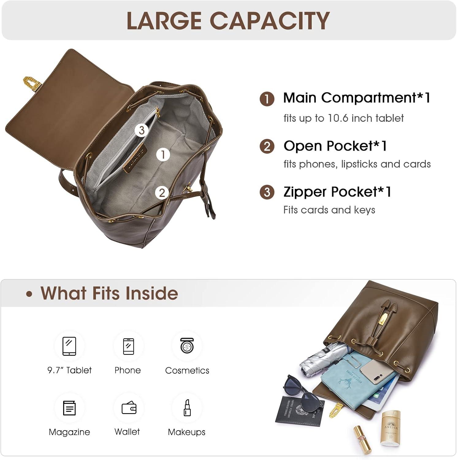 imageKattee Leather Backpack Purse for Women Fashion Ladies Shoulder Bag Medium Size