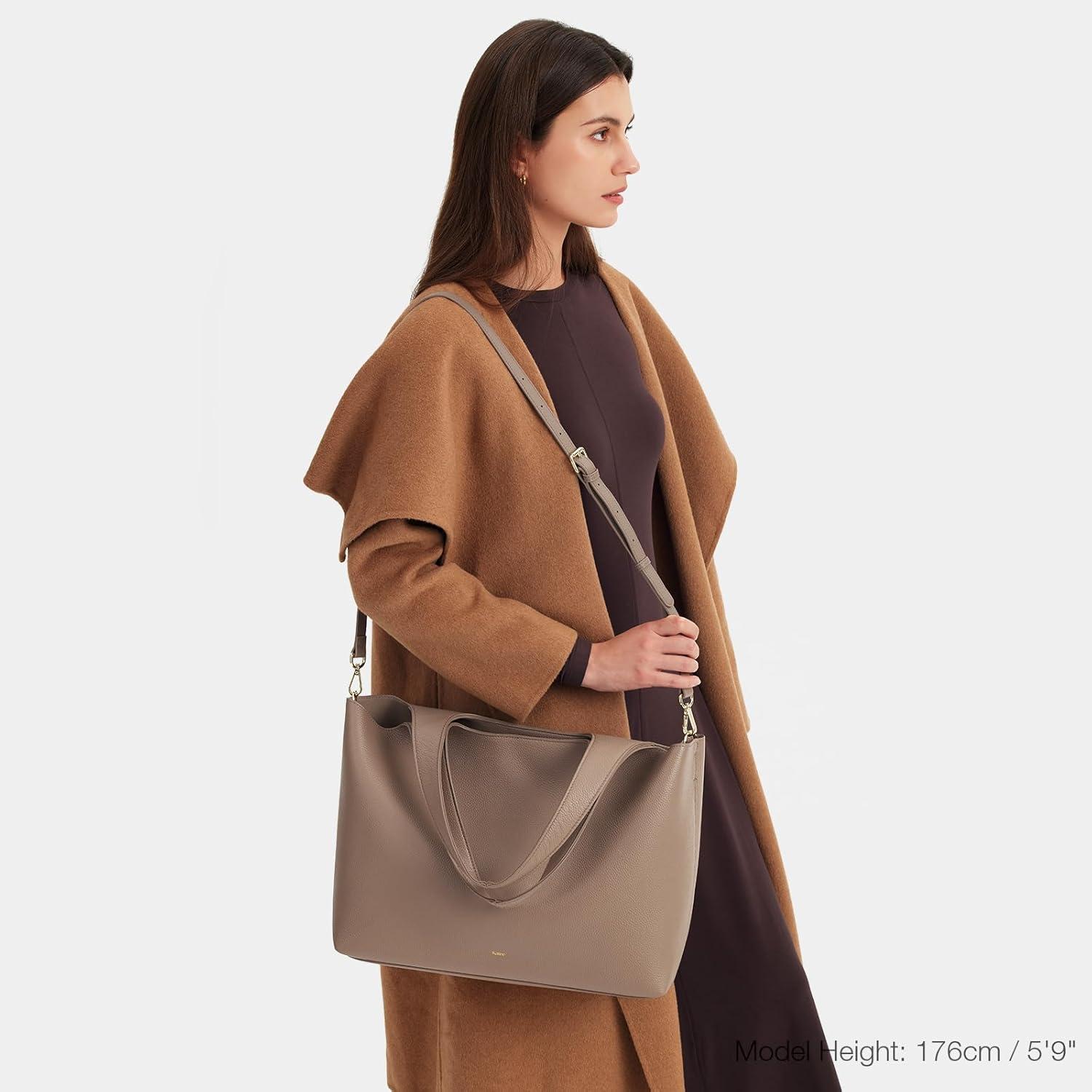 imageKattee Leather Tote Bag for Women Soft Leather Purses and Handbags Large Crossbody Shoulder Bag