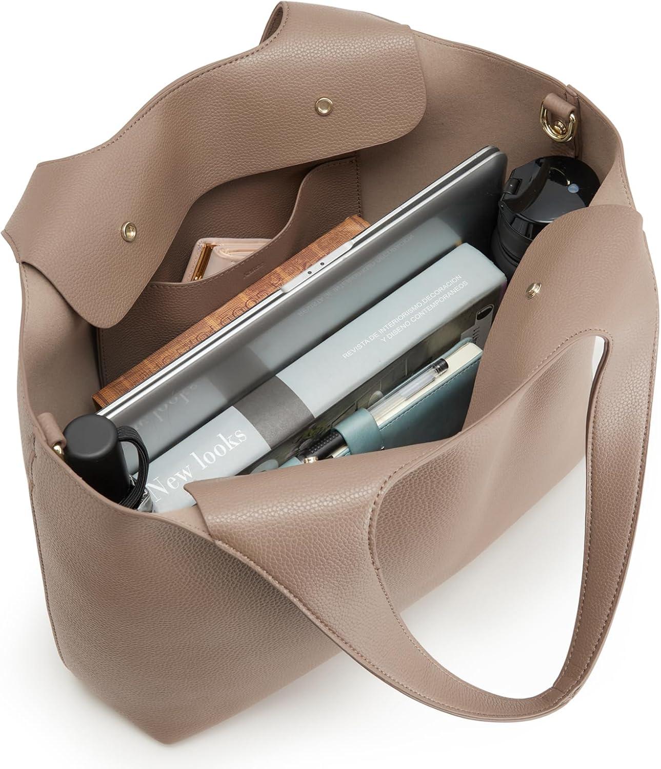 imageKattee Leather Tote Bag for Women Soft Leather Purses and Handbags Large Crossbody Shoulder Bag