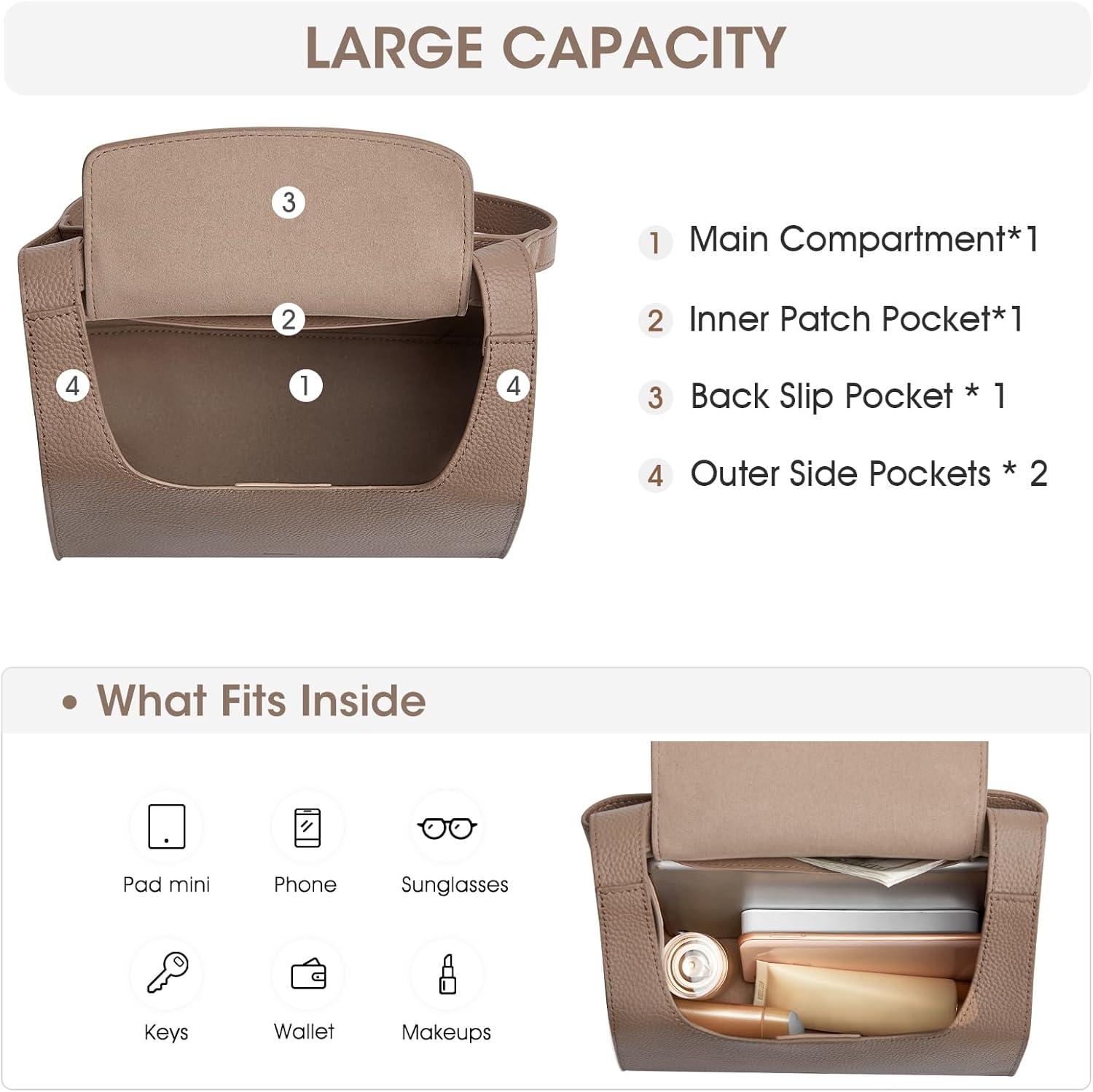 imageKattee Small Soft Leather Crossbody Bags for WomenTrendy Purses Handbags Shoulder Satchel Lightweight Design Minimalism Khaki