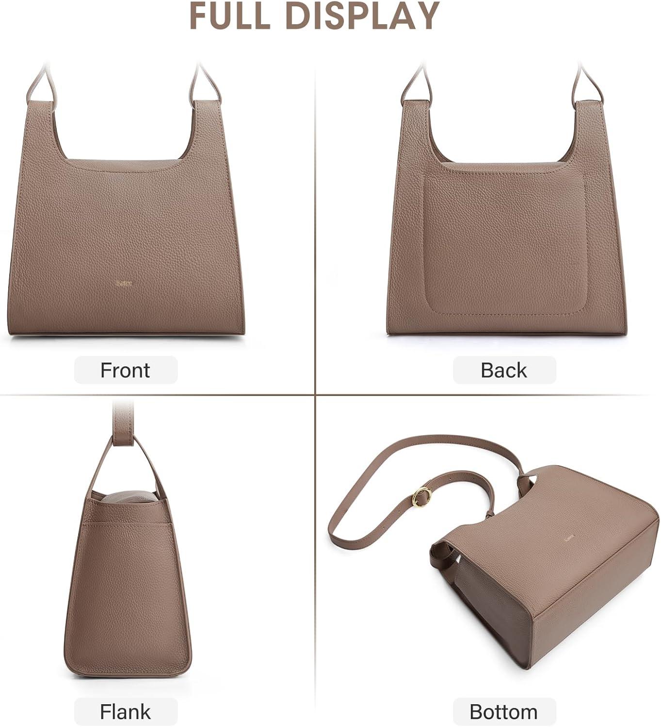 imageKattee Small Soft Leather Crossbody Bags for WomenTrendy Purses Handbags Shoulder Satchel Lightweight Design Minimalism Khaki