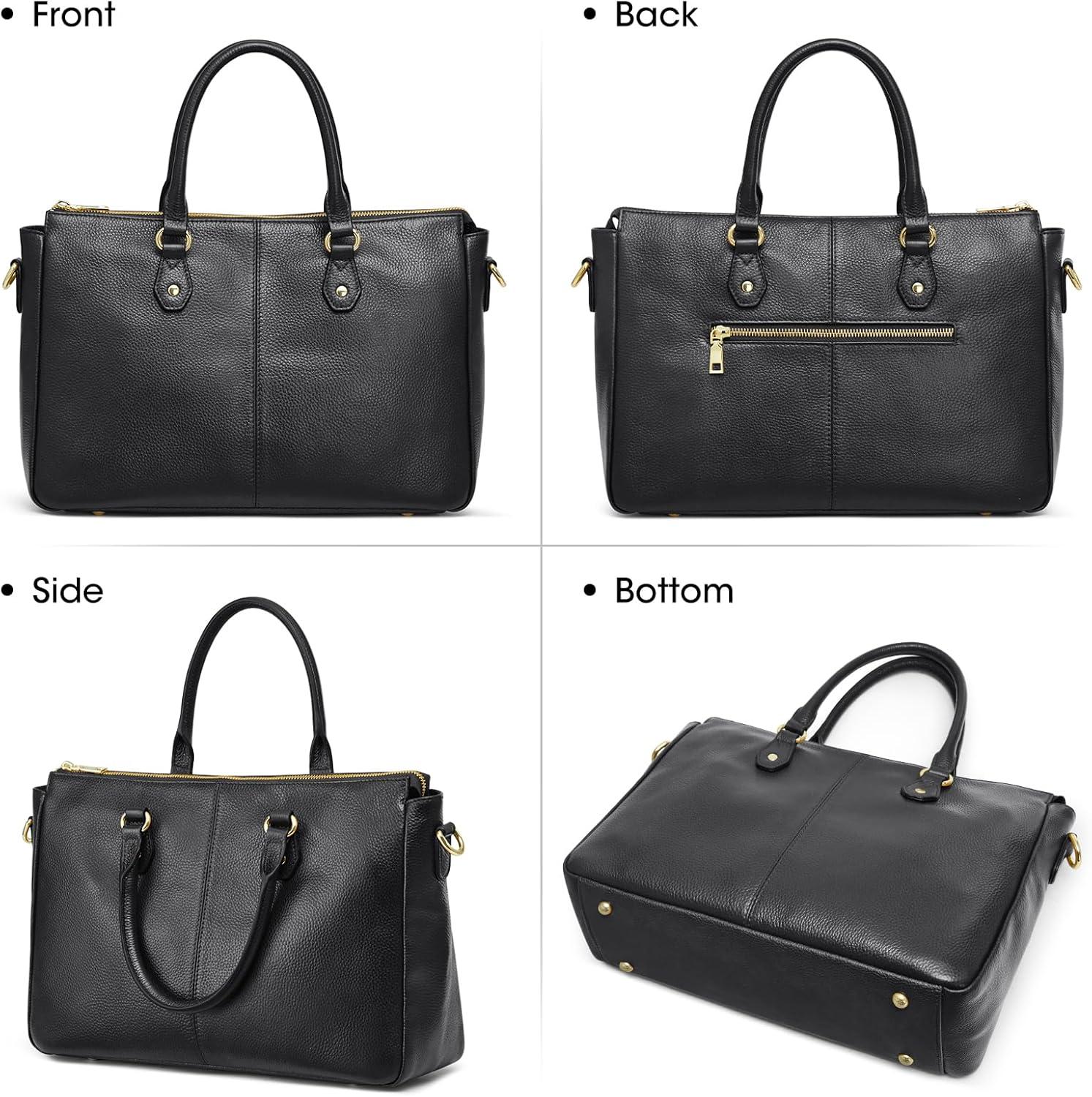 imageKattee Soft Leather Tote Bags for Women Shoulder Satchel Purses and HandbagsBlack