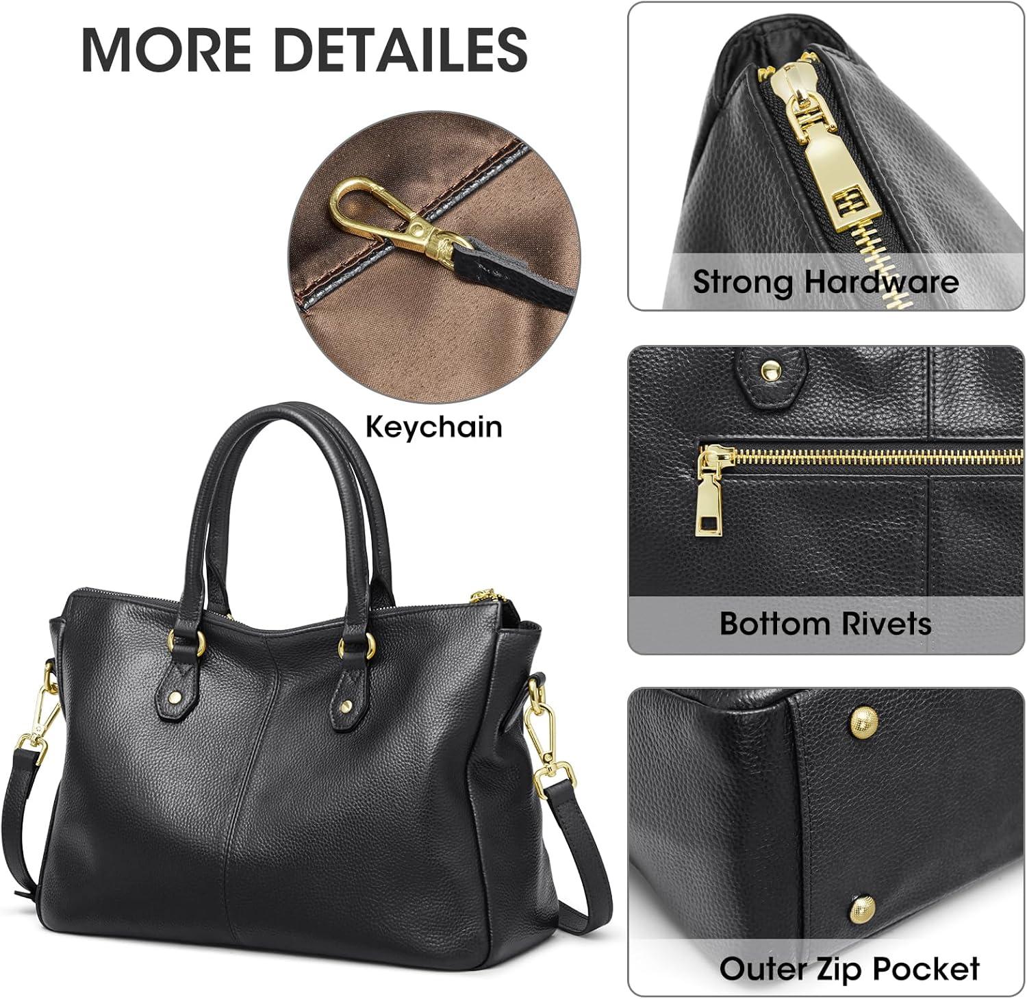 imageKattee Soft Leather Tote Bags for Women Shoulder Satchel Purses and HandbagsBlack