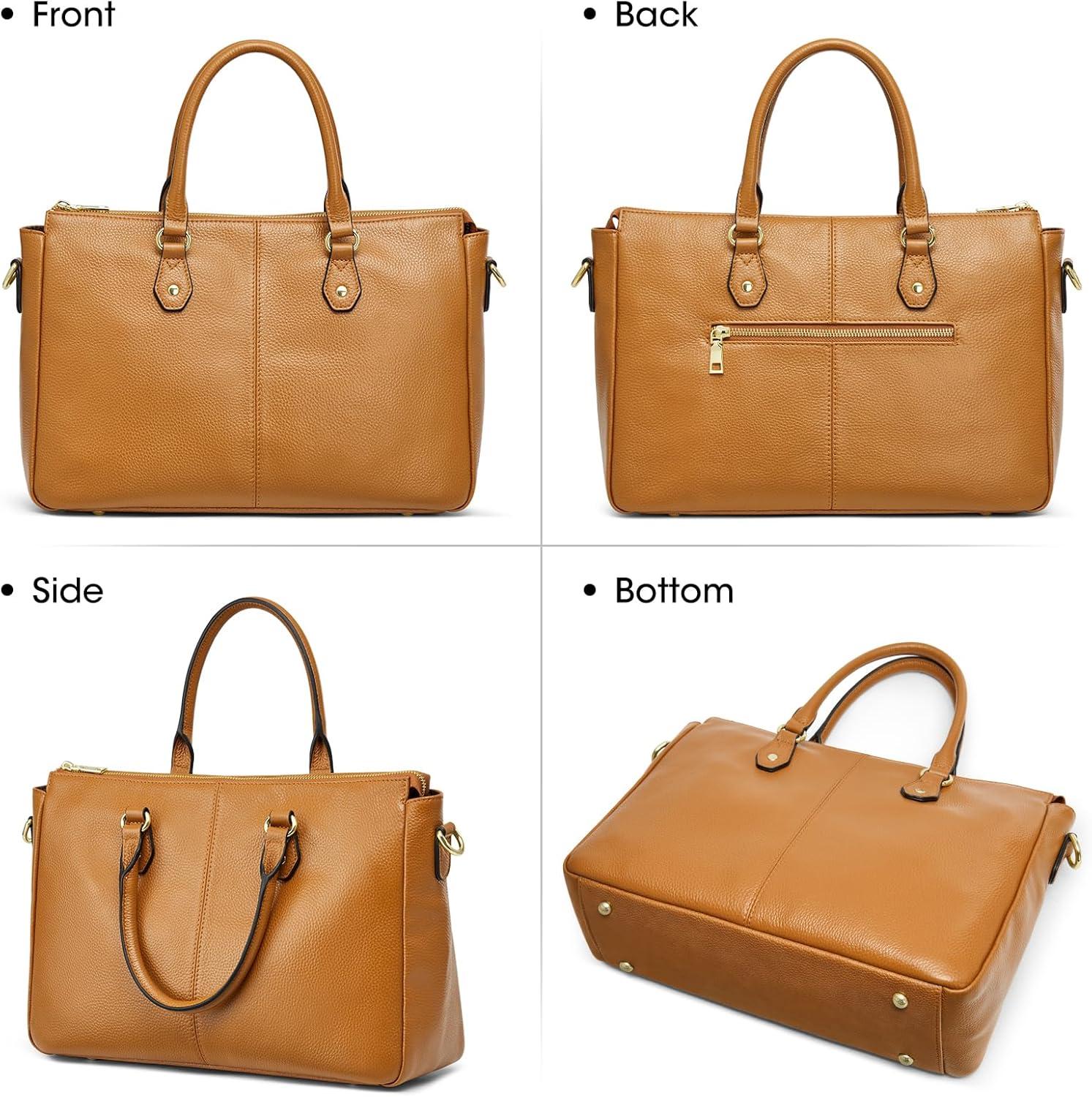 imageKattee Soft Leather Tote Bags for Women Shoulder Satchel Purses and HandbagsBrown