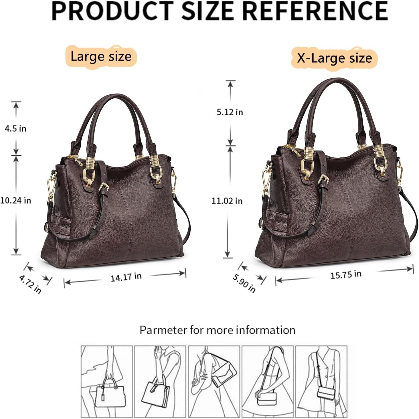 imageKattee Soft Women Genuine Leather Purses and Handbags Satchel Tote Shoulder BagCoffee