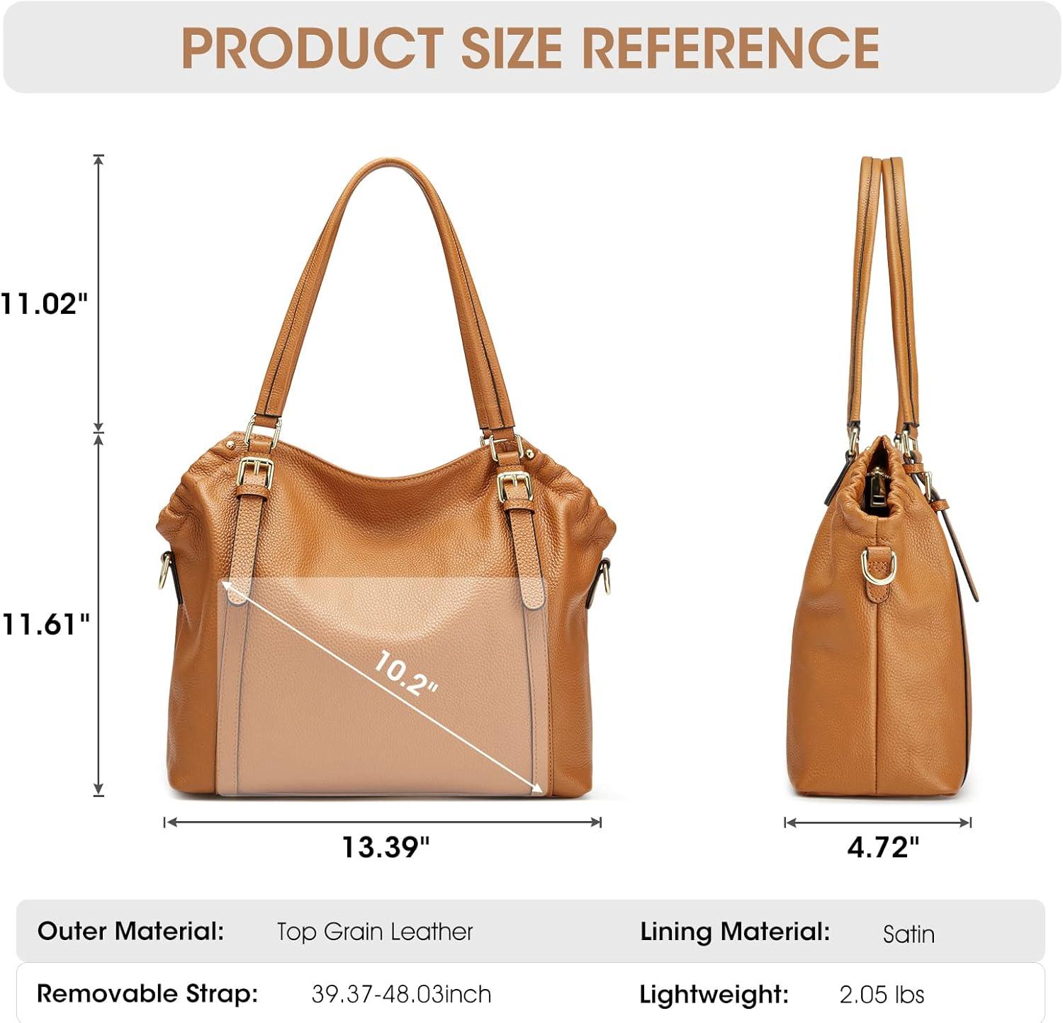 imageKattee Women Genuine Leather Soft Totes Shoulder Hobo Purses and Handbags Top Handle Bags Brown
