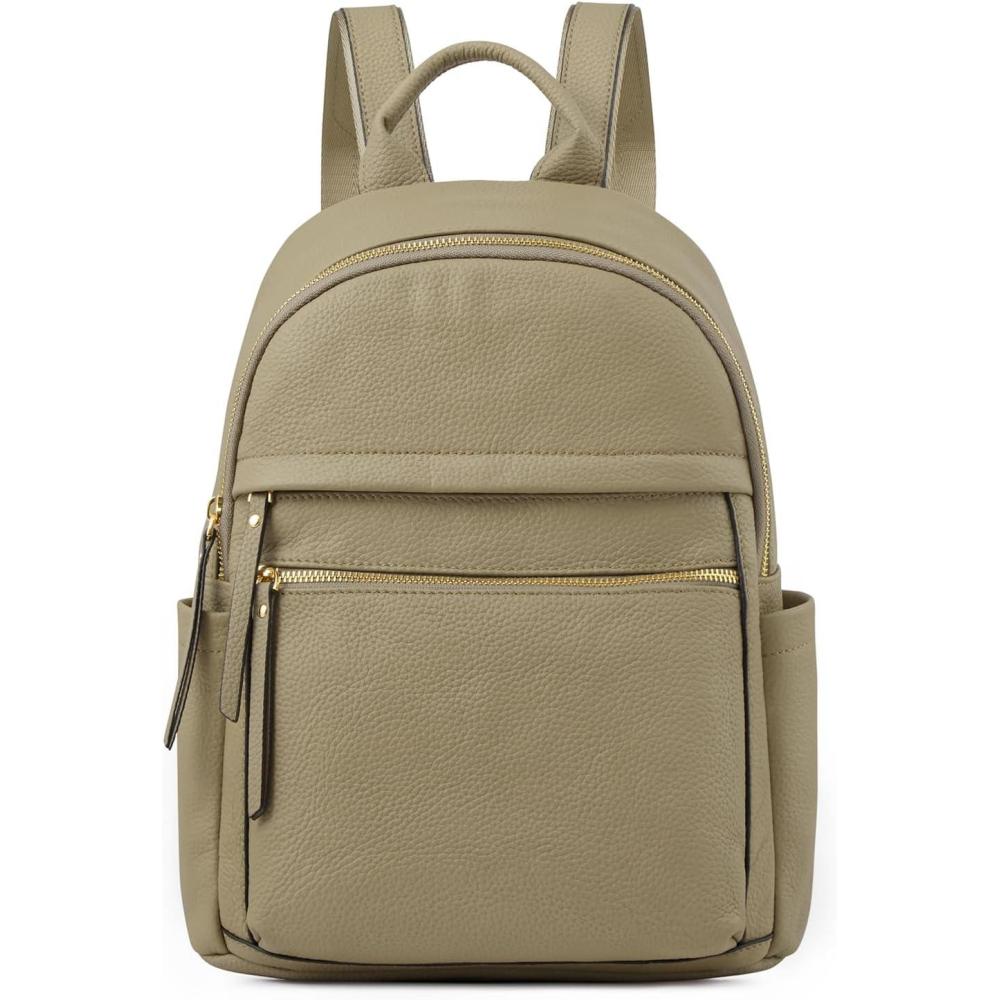 imageKattee Genuine Leather Backpack Purse for Women Multifunctional Elegant Daypack Soft Leather Shoulder Bag Shopping Trip Medium Light GreenLight Green