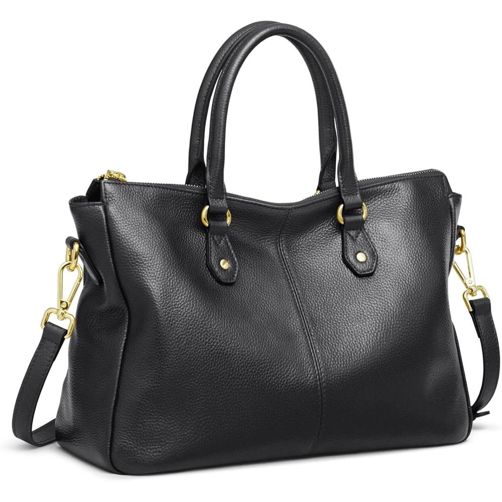imageKattee Soft Leather Tote Bags for Women Shoulder Satchel Purses and HandbagsBlack