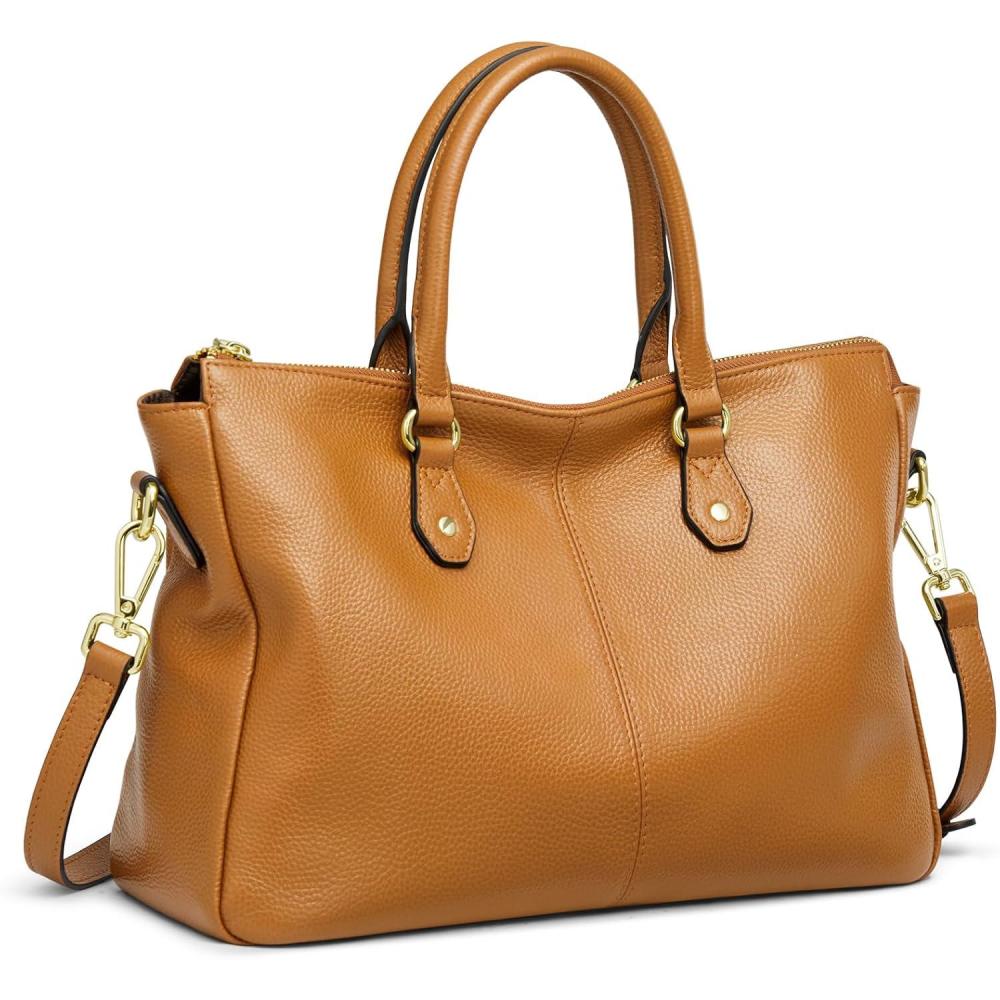 imageKattee Soft Leather Tote Bags for Women Shoulder Satchel Purses and HandbagsBrown
