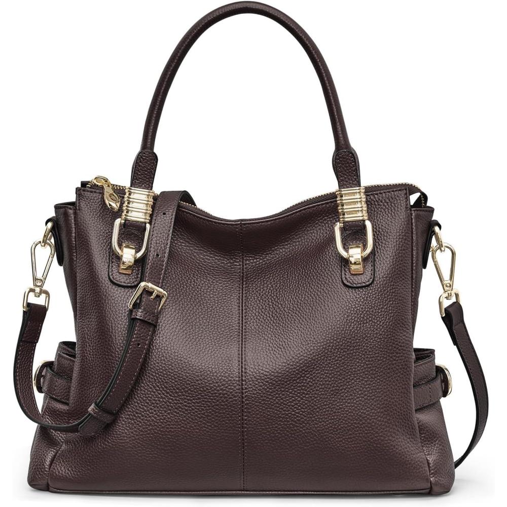 imageKattee Soft Women Genuine Leather Purses and Handbags Satchel Tote Shoulder BagCoffee