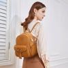 Kattee Genuine Leather Backpack Purse for Women, Anti-theft Fashion Ladies Medium 2Pcs Set Shoulder Bag, Brown
