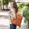 Kattee Genuine Leather Backpack Purse for Women Multi-functional Elegant Daypack Soft Leather Shoulder Bag Shopping Trip, Medium, Light Green(Brown)