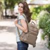 Kattee Genuine Leather Backpack Purse for Women Multi-functional Elegant Daypack Soft Leather Shoulder Bag Shopping Trip, Medium, Light Green(Khaki)