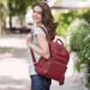 Kattee Genuine Leather Backpack Purse for Women Multi-functional Elegant Daypack Soft Leather Shoulder Bag Shopping Trip, Medium, Light Green(Wine Red)