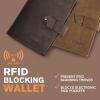 Kattee Genuine Leather Passport Holder with RFID Blocking, Bifold Travel Wallet for Men, Brown
