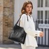 Kattee Leather Tote Shoulder Bag for Women, Leather Purse and Handbags Medium Size | Leather Purse(Black)