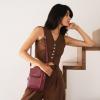 Kattee Small Leather Crossbody Bags for Women, Crossbody Cell Phone Purses Shoulder Handbags with Card Slots, RFID Blocking(Wine Red)