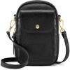 Kattee Small Leather Crossbody Bags for Women, Crossbody Cell Phone Purses Shoulder Handbags with Card Slots, RFID Blocking(Black)
